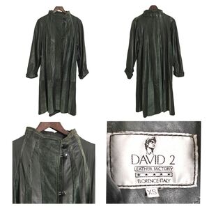 David 2 Leather Coat in Dark Green